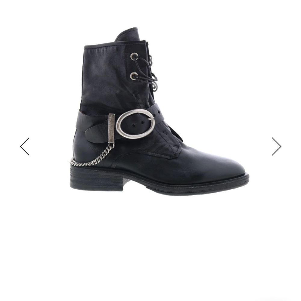 A.S.98 “Faust” Black Leather Combat Boots with Silver Accents - Picture 4 of 11